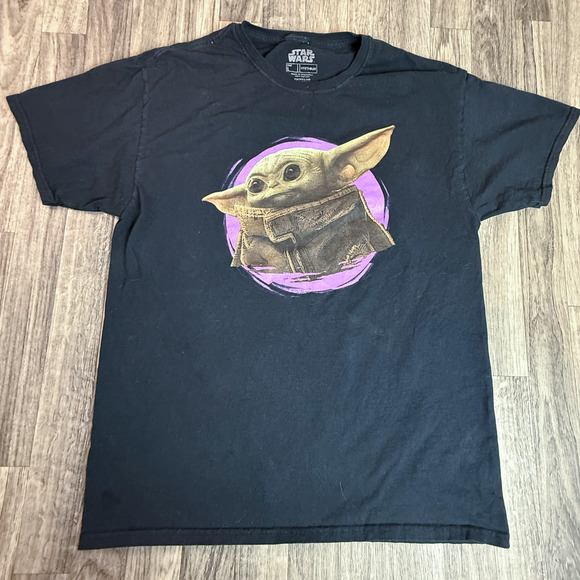 Star Wars Mandalorian Grogu Baby Yoda T-Shirt Black L Fifth Sun 100% Cotton Tee - Picture 1 of 5